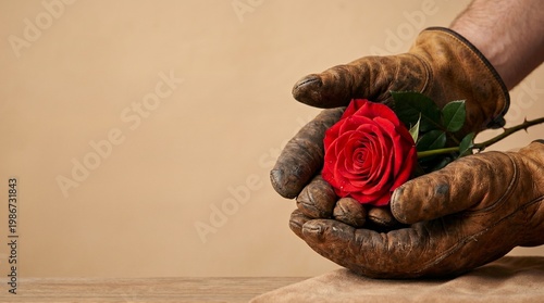 Creative Labour Day Concept with Single Hero Object on Solid Color Background Featuring Symbolic Work Tools and Modern Workforce Appreciation Theme with Ample Copy Space for Text Overlay Commercial St