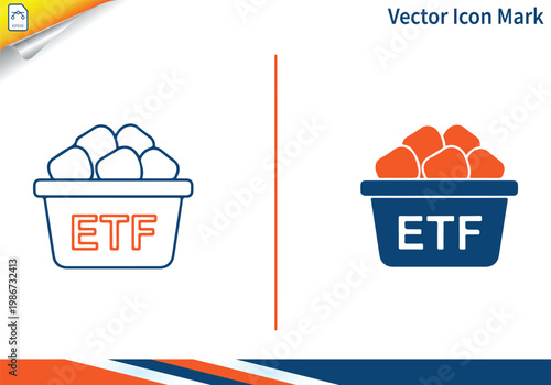 Etf fund vector icon mark for investment and financial markets.