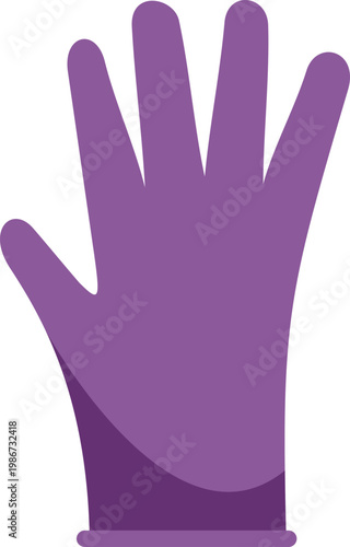 Flat design purple protective glove representing hygiene and safety