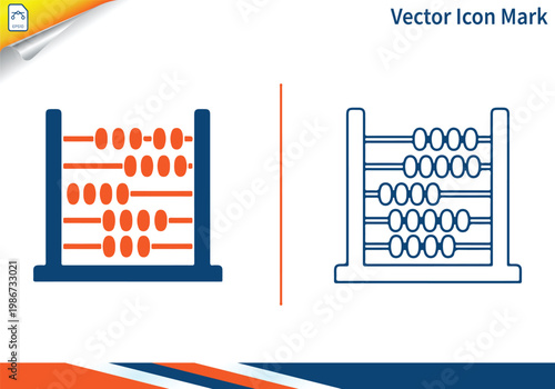 Abacus counting frame with beads icon.