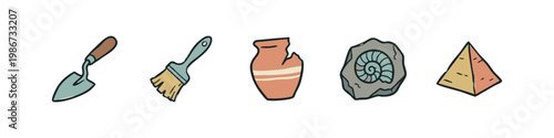 Archaeology and Ancient History Research Hand Drawn Icon Set