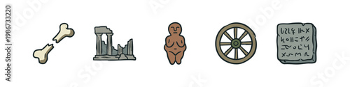 Archaeology and Ancient Civilization History Hand Drawn Icons