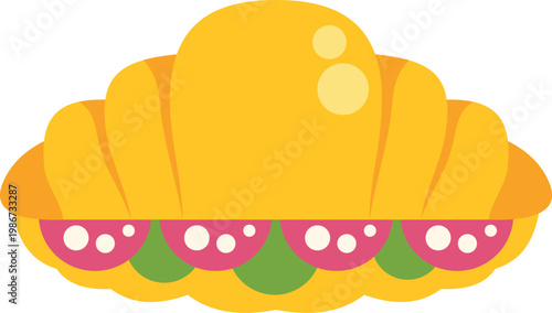 Salami and lettuce croissant sandwich for breakfast or lunch