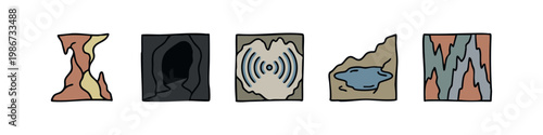 Cavern exploration and underground environment icons