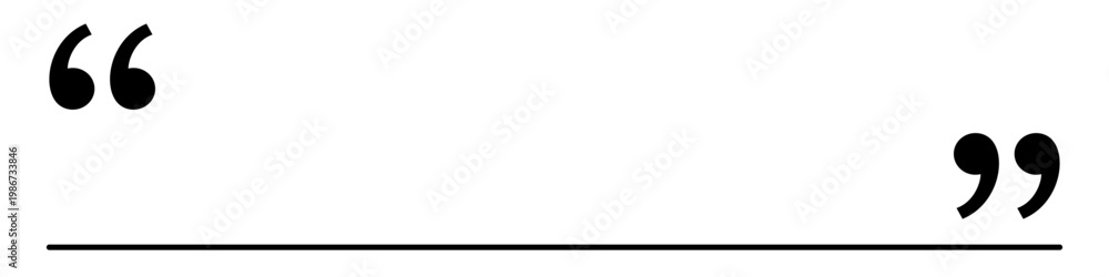 Obraz premium Graphic element with quotation marks and an underline. Minimalist template for text highlighting. Vector illustration.