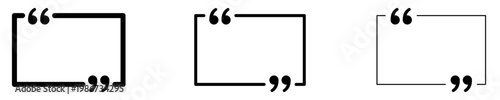 Set of linear quote frame icons with different stroke weights. Minimalist templates for testimonials and text blocks. Vector illustration.
