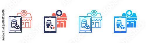 Digital prescription icon set multiple style collection