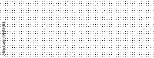 Gradient polka dot pattern with digital grid texture. Modern halftone background featuring white geometric squares and pixel elements for tech design projects.