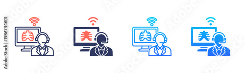 Tele Radiology icon set multiple style collection