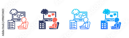 Mental Telecare icon set multiple style collection