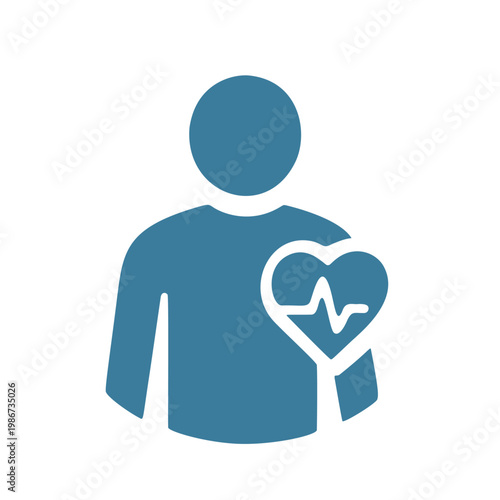 Simple Flat Style Medical Patient Heartbeat Symbol Sign Icon Graphic
