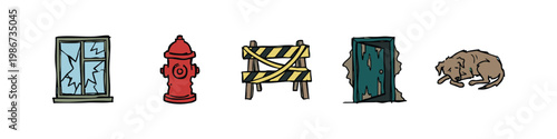 Abandoned Urban Elements Icons