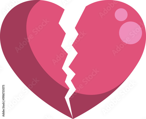 Broken heart icon with a crack down the middle symbolizing heartbreak