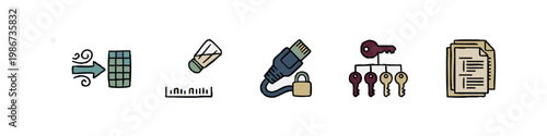Hand Drawn Data, Network Security and Information Icons