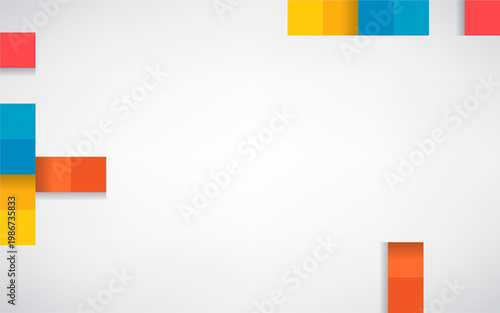 Modern abstract geometric background with colorful squares and rectangles on white grey gradient for business presentation and web design
