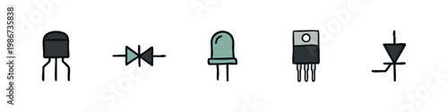 Hand Drawn Electronic Components and Circuitry Icons