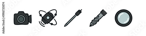 Hand Drawn Photography, Science, and Tool Icons