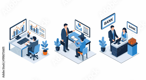 Bank staff and professional expert team who help all people at work with money and finance daily