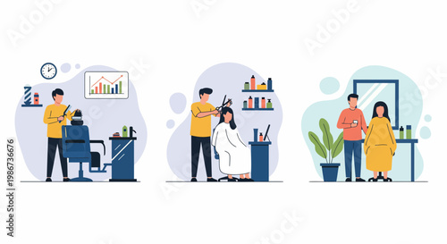 Barber Shop Service Concept With Haircut Professional Styling And Beauty Care Salon For Men And Women