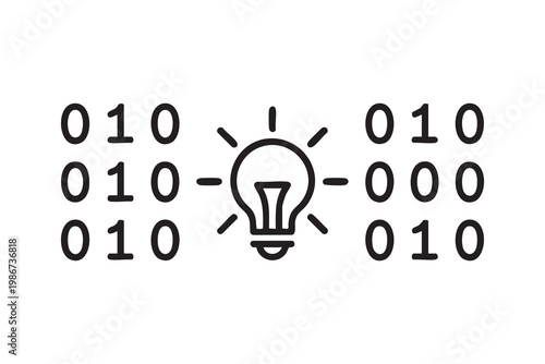 Binary And Lightbulb Concept For Artificial Intelligence Technology