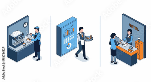 Hospitality Industry Staff Barista Waiter Receptionist Service Hotel Restaurant Cafe Job Career Professional Employee Labor Work