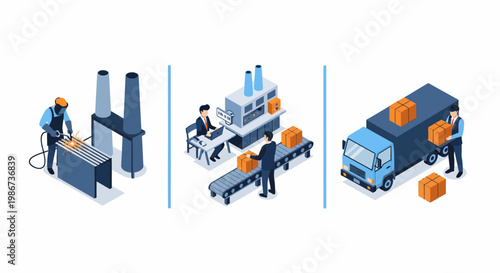 A work cycle of weld and pack and ship by truck for sale to shops