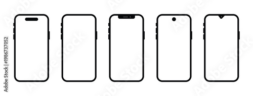 Smartphone black paper clip isolated on white background simple minimal design. vector illustration