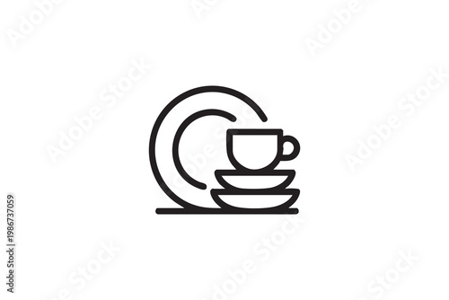 Dishwashing And Clean Dishes Icons For Kitchen And Hygiene