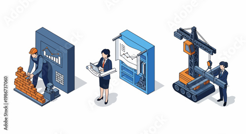 Job Site Plan Team Build Crane Tool Wall Man Pro Lab Set Big Map New Work