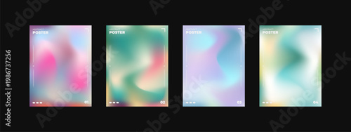 Soft pastel gradient poster designs featuring gentle color blends and smooth transitions creating serene abstract backgrounds elegant templates suitable for various graphic design applications vector.