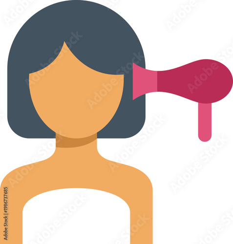 Female drying short dark hair with an electric hair dryer in beauty salon