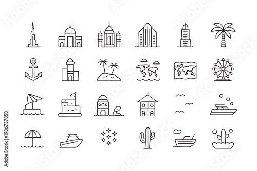 Landmarks And Destination Icons Collection For Travel Design
