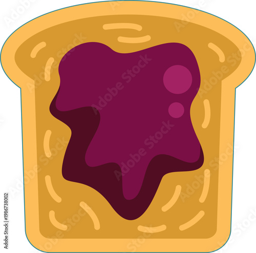 Bread slice with sweet berry jam for breakfast or snack
