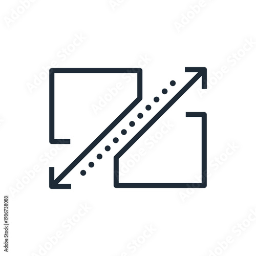 Object boundaries and arrows pointing in different directions. A tool for changing, transforming, or breaking apart .Vector linear icon illustration isolated on white background.