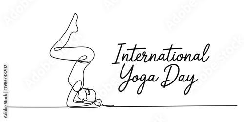 Minimalist continuous line art design celebrating the annual occasion of international yoga day Vector, illustration