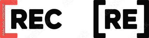 Rec recording icon logo, red dot with rec label representing video recording status media capture and UI indicator symbol design.