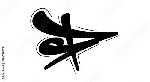 Graffiti tag vector illustration, black handstyle street art lettering, urban hip hop calligraphy element on white background