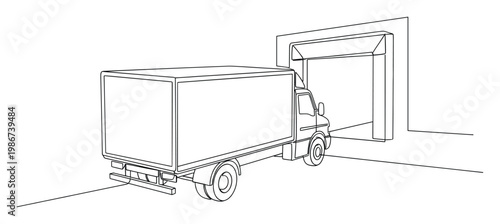 Delivery truck backing up to a warehouse loading dock for efficient freight transport and seamless logistics operations, perfect for illustrating supply chain management and shipping
