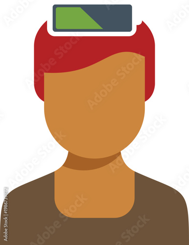 Person icon showing low energy and battery for burnout concept