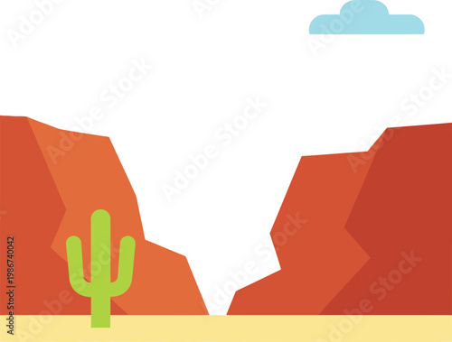 Serene desert landscape with cactus in minimalist flat design for nature and simplicity concepts
