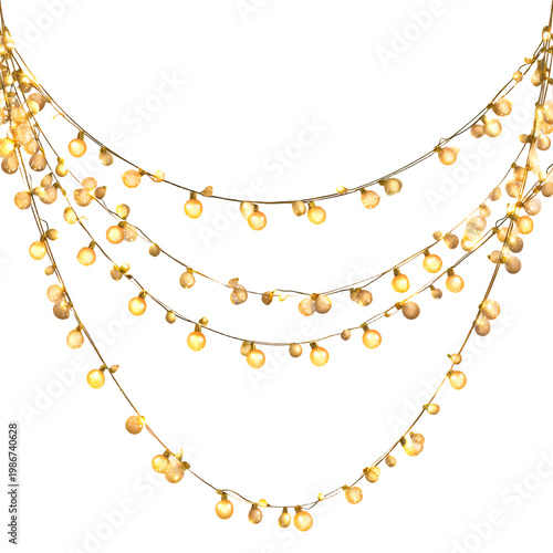 Elegant Christmas Garland Design with Golden Bulbs and Bright Light Decor