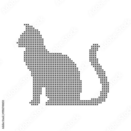 Dotted cat silhouette on in profile view