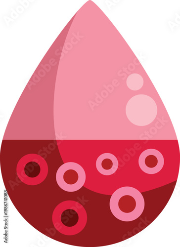 Blood drop icon with red blood cells suspended in plasma for medicine and donation concepts
