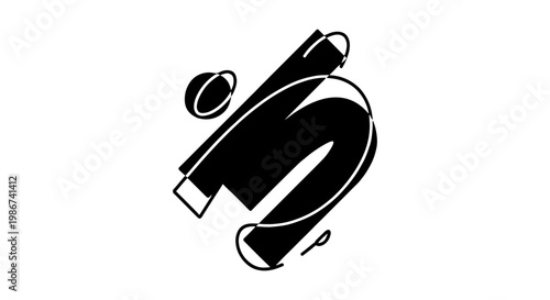 Abstract number 5 vector illustration, stylized black and white numeral five, creative geometric typography for branding and graphic design