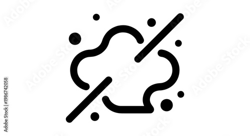 Minimalist dust and allergen icon vector, black line art of pollen particles and cloud, clean air and hygiene symbol for medical apps