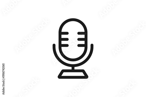 マイクのシンプルな線画アイコン