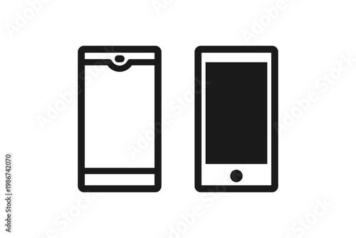 スマホアイコンセット 線画 モノクロ