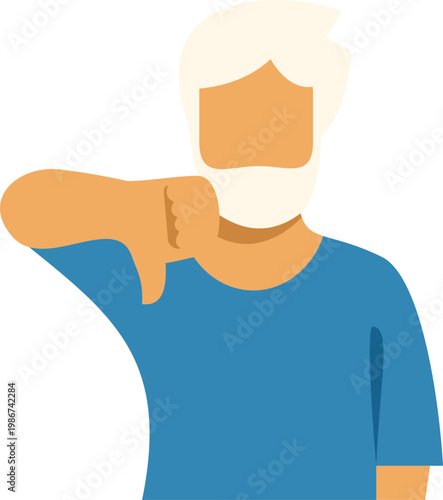 Senior man giving a thumbs down sign, representing dislike and rejection