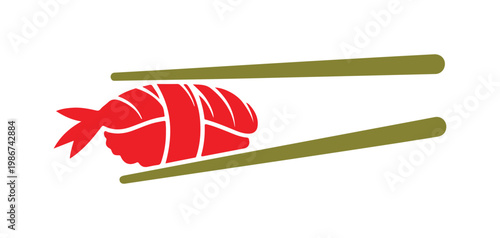 Clean vector showing chopsticks gripping sushi.