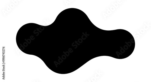 Amorphous black liquid blob vector, organic fluid splash shape, abstract ink blot silhouette, minimalist smooth curved element for graphic design